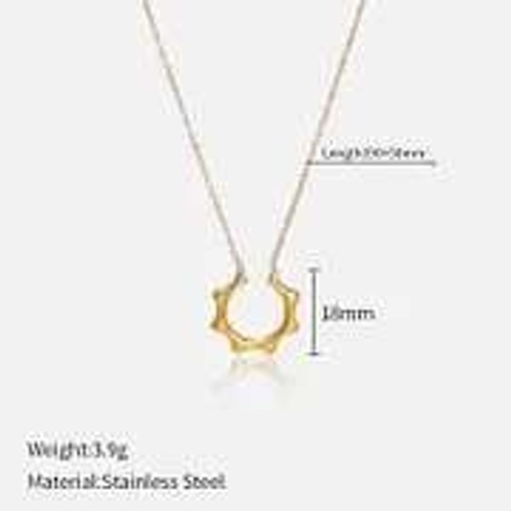 Gold Stainless Steel Sun Pendant Necklace Women's Jewelry